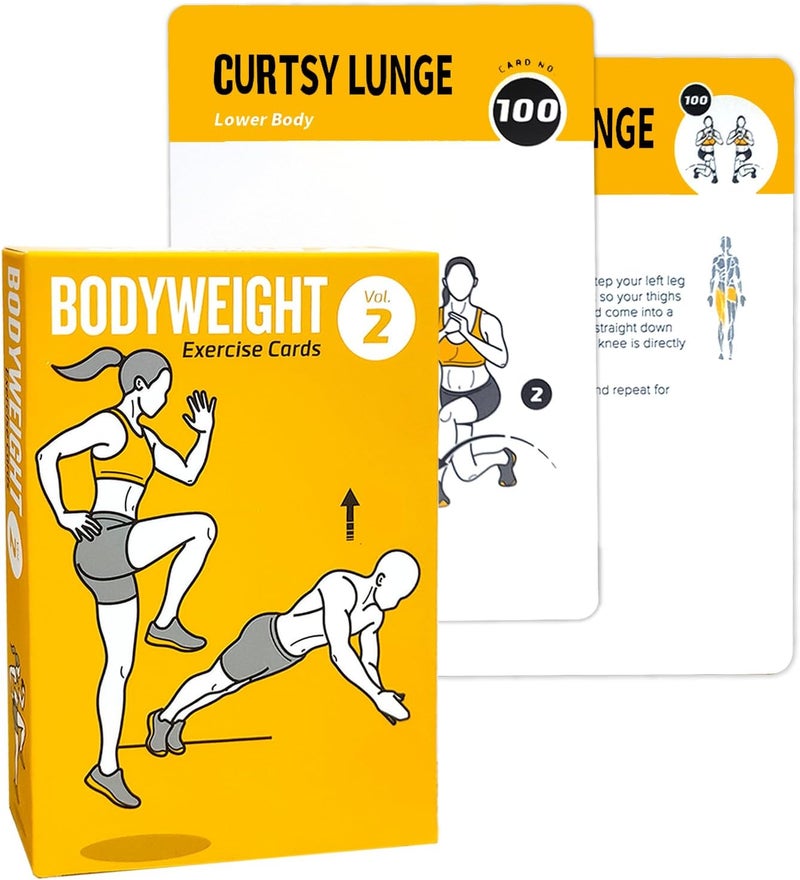 ELAORY Bodyweight Workout Cards, 62 Exercises Cards Deck Large Size 5" x 3.5" Fitness Cards for Women & Men, Beginner Fitness Guide to Training Exercises at Home or Gym (Bodyweight,Vol 2) - Image 1